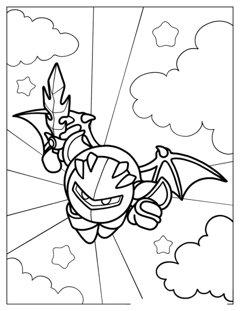 Meta Knight drží meč před sebou.