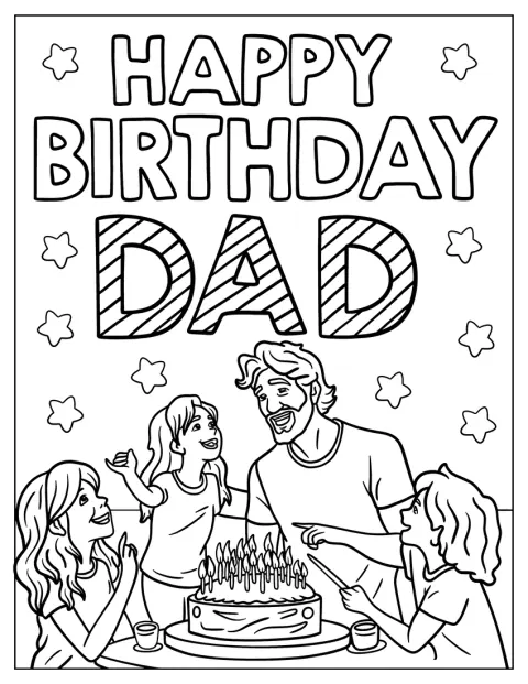 家族みんなで、お父さんの誕生日をお祝いしています。