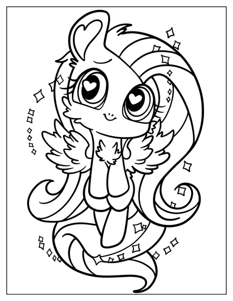 Fluttershy brilha com corações nos olhos.