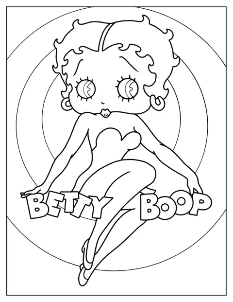 Ein Poster zeigt Betty Boop in einer selbstbewussten Pose.