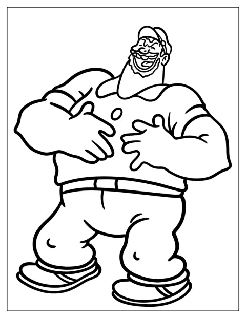 Bluto nauraa suu auki.
