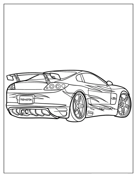 Toyota Supra näkyy takaa kuvattuna.