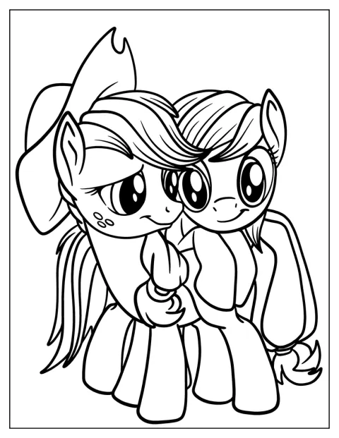 Rainbow Dash serre Applejack dans ses bras.