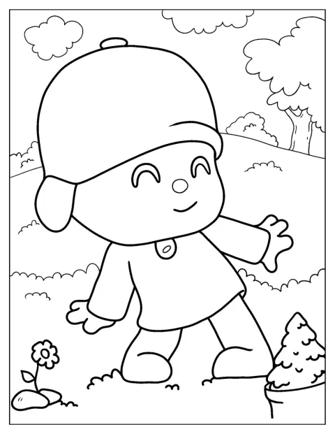 Pocoyo visas i en söt och enkel stil.