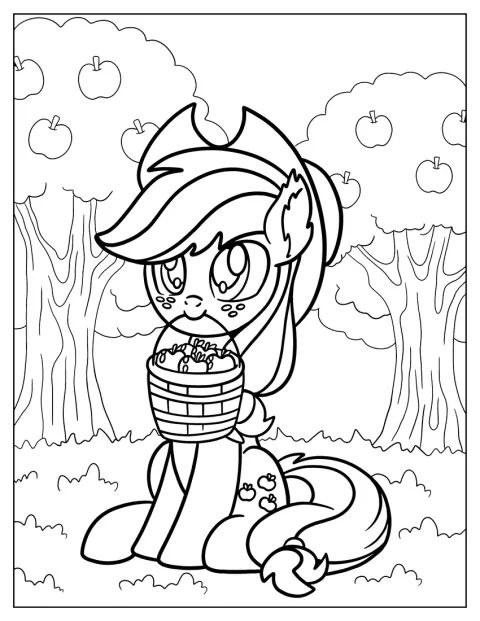 Applejack pitelee ämpäriä täynnä omenoita.