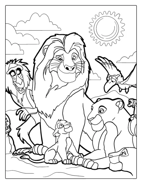 Lion King -elokuvan hahmot ovat yhdessä kuvassa.