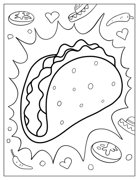 El contorno sencillo de un taco aparece sin otros elementos.