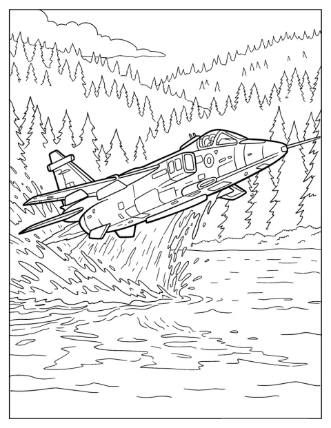 Eine MiG-29 Fulcrum startet von einem See.