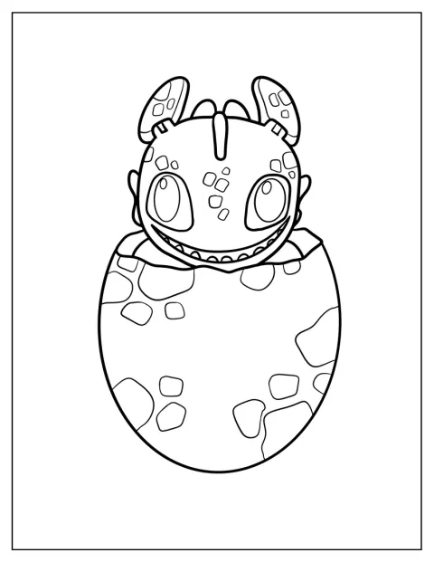 Toothless från Hatchimals tittar ut ur ett drakägg.