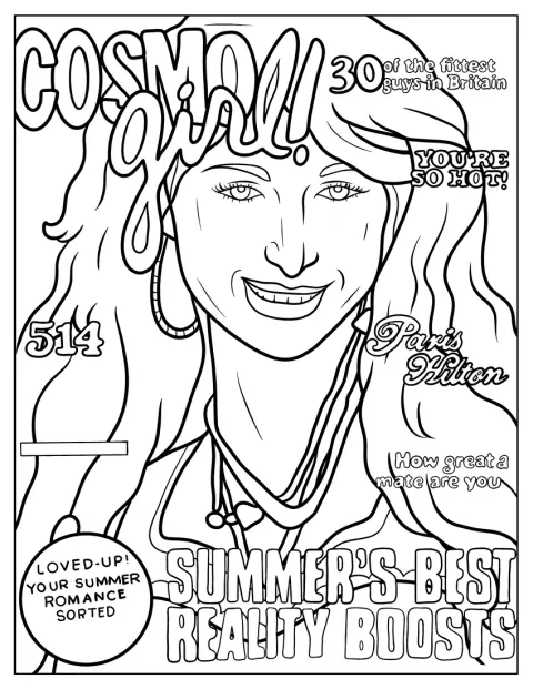 Paris Hilto Cosmo Girl Magazine Cover Y2k Coloring Page For Kids
