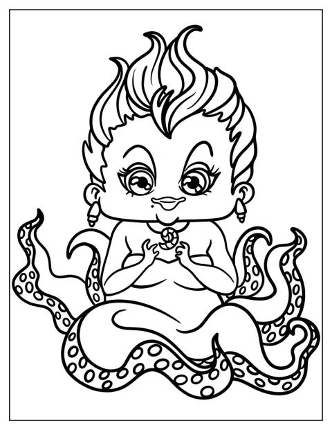 Ursula w uroczym stylu kawaii pozuje z szerokim uśmiechem.