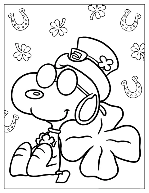 Snoopy syns i ett motiv med St Patrick’s Day-tema.