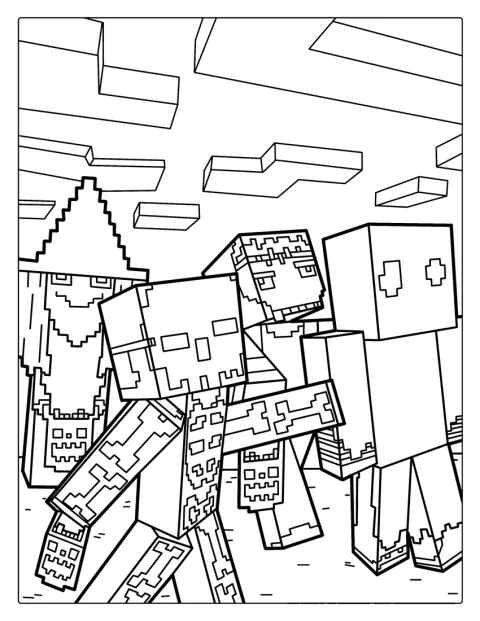Spooky Halloween Minecraft Coloring Page