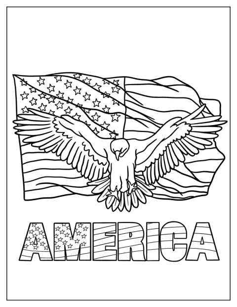 Un águila acompaña a la bandera de Estados Unidos.