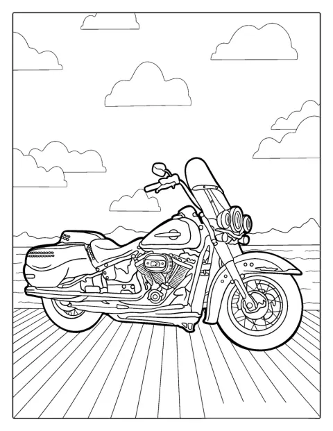 Cruiser Harley Davidson Coloring Page