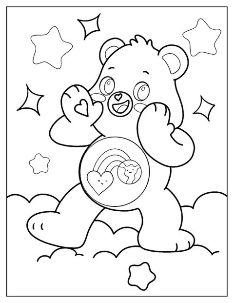 Bashful Heart Bear appelle quelqu’un à voix haute.