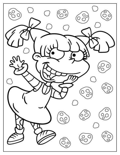 Angelica Pickles acena com um sorriso.