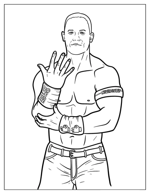 Um jovem John Cena passa a mão diante do rosto durante uma pose.