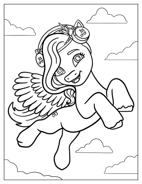 Pipp Petals, kucyk z My Little Pony, pozuje w prostym stylu.