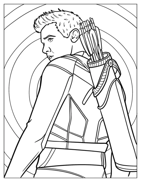 Jeremy Renner ztvárňuje Clinta Bartona v portrétním zobrazení.