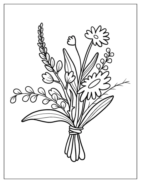 En enkel buket vilde blomster samler forskellige blomster i ét bundt.