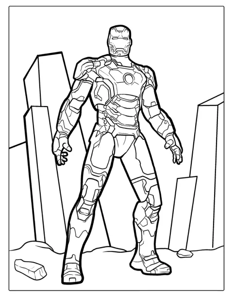 Iron Man står iført Mark 42-rustningen.