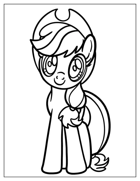 Applejack est représentée seule, avec des contours simples.