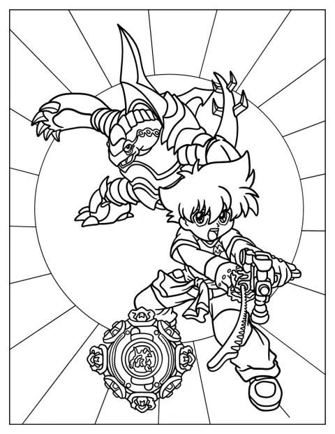 Max Tate pózuje se svým Beyblade Draciel.
