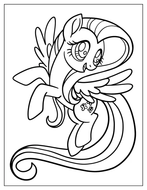 Fluttershy z My Little Pony jest przedstawiona prostym konturem.