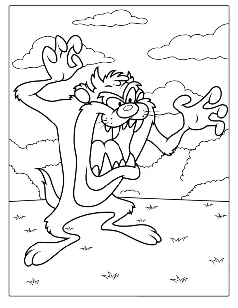 De Tasmanian Devil staat klaar om wild rond te draaien.