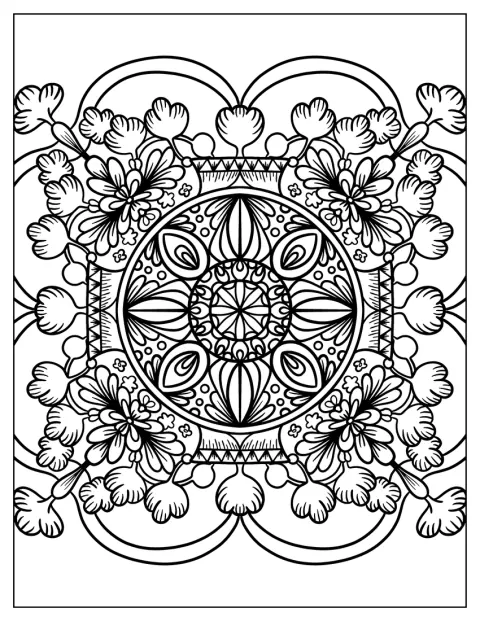 En svamp bildar mitten av en detaljrik mandala.