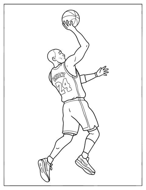 Kobe Bryant oddaje rzut na boisku do koszykówki.
