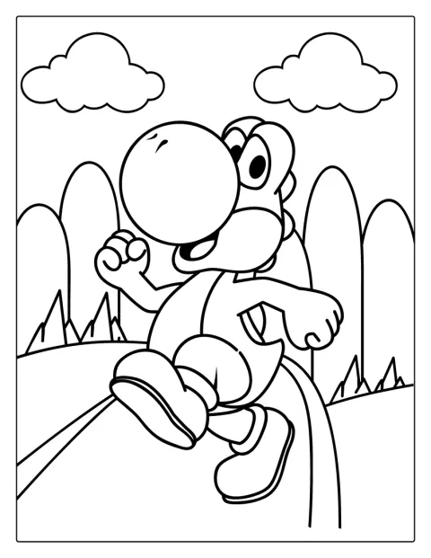 Yoshi se tient debout dans une pose simple et reconnaissable.