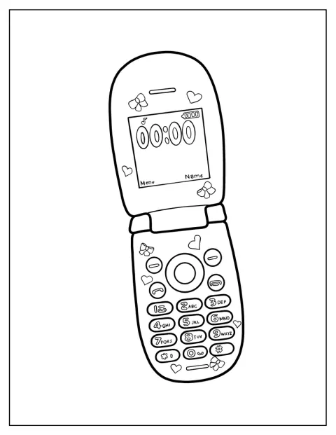 Jednoduchý vyklápěcí telefon zdobí roztomilé detaily.