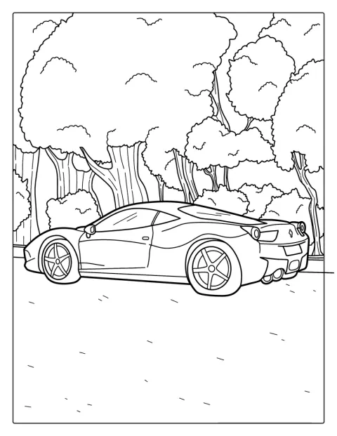 O mașină Ferrari de curse aleargă pe pistă.