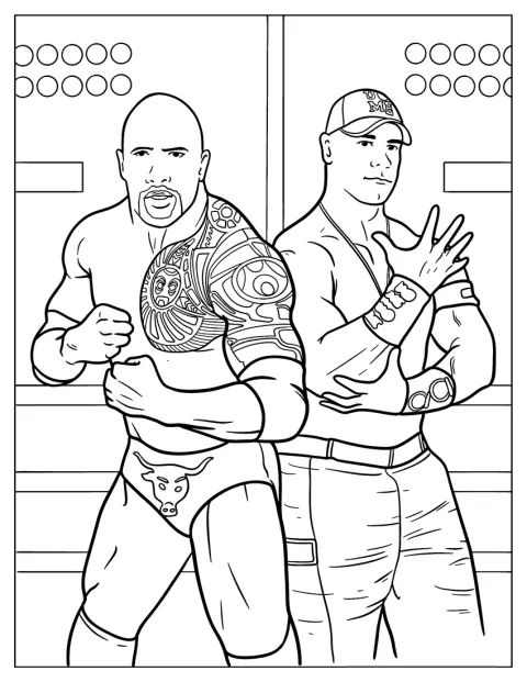 John Cena og The Rock poserer sammen.