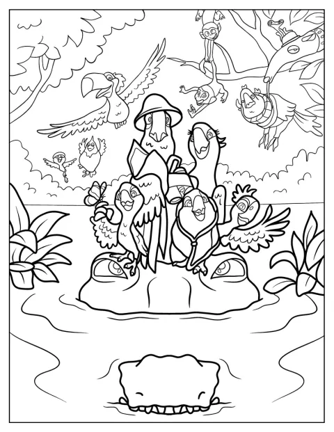 Fåglar sitter på ryggen av en alligator.