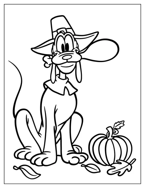 Goofy zarándokkalapban éppen beleharap egy pulykacombba.