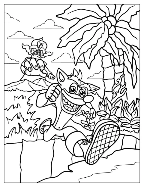 Crash Bandicoot rent weg terwijl Dr. Neo Cortex hem achterna zit.