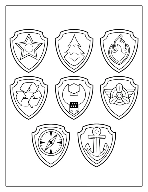 Paw Patrol Badges Coloring Page For Kids
