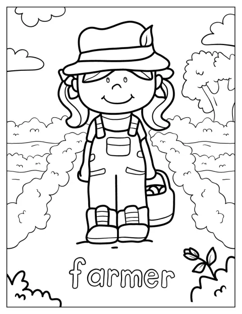 Um agricultor transporta um cesto, provavelmente numa quinta.