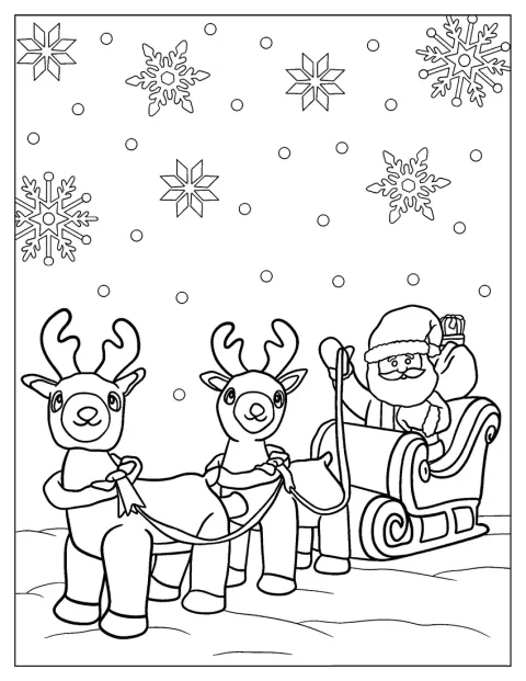 Dasher und Comet begleiten den Weihnachtsmann in dieser einfachen Szene.