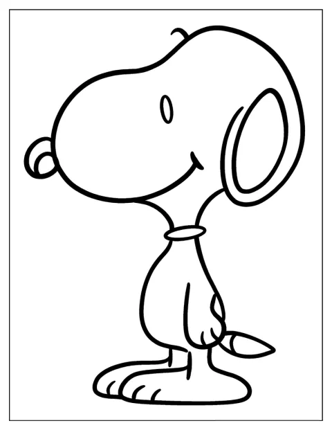 Snoopy staat in een eenvoudige pose.
