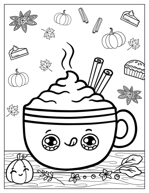 Eine Tasse heiße Schokolade mit niedlichem Gesicht steht bereit.