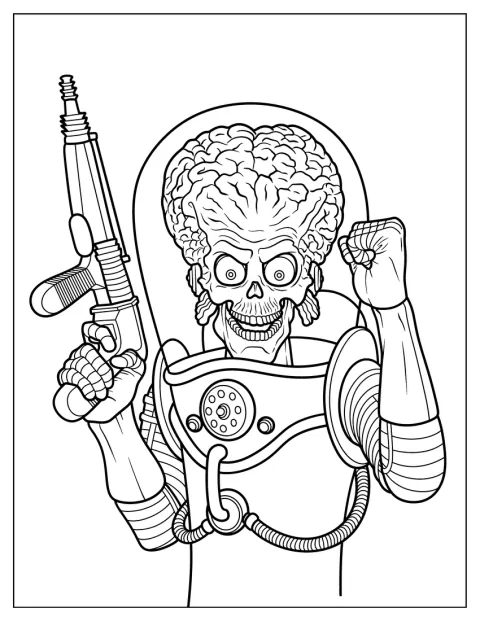 Un alienígena de Mars Attacks aparece con su aspecto característico.