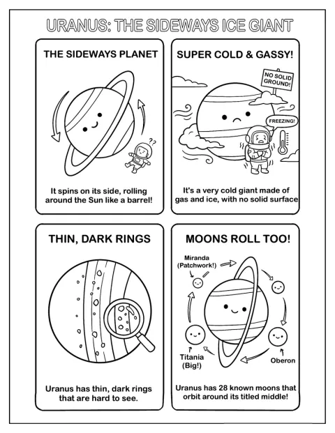 Uranus drejer på siden blandt solsystemets fjerne planeter.