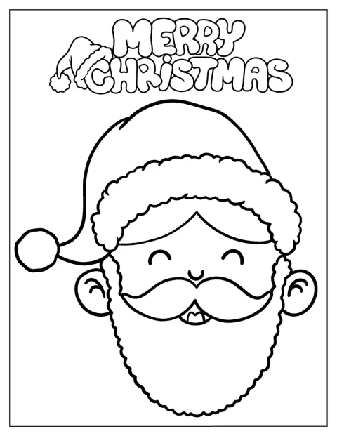 Het gezicht van de kerstman staat boven de tekst ‘Vrolijk kerstfeest’.