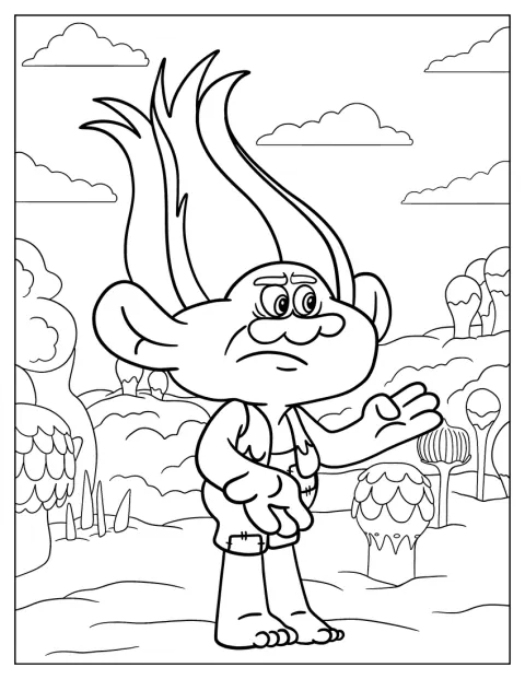 Branch è raffigurato in stile cartone animato.
