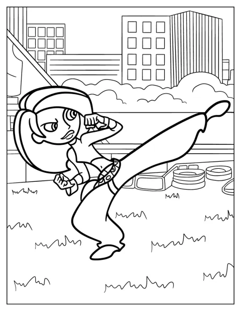 Kim Possible tekee korkean potkun.