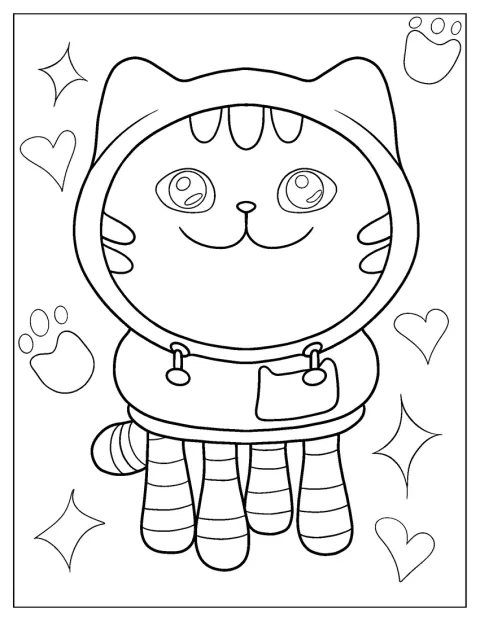 DJキャットニップがヘッドホンをつけて立っています。